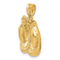 14K Yellow Gold Solid Polished Open-Backed Boxing Gloves Pendant - (A83-313)