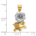 14K Two-tone Gold 3-D Moveable Phonograph Charm Pendant - (A93-684)