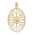 14K Yellow Gold & Rhodium Floral Medallion Pendant - (A84-900)