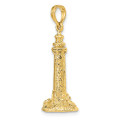 14K Yellow Gold 3-D Fenwick Island Lighthouse, DE Charm Pendant - (A91-822)