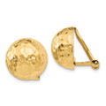14K Yellow Gold Omega Clip 14mm Hammered Non-pierced Earrings - (B44-238)