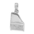 14K White Gold 3-D Moveable Grand Piano Charm Pendant - (A91-897)