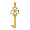 14K Yellow Gold Triple Heart Key with Key to my Heart Pendant - (A84-564)