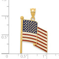 14K Yellow Gold Enameled Flag Pendant - (A98-851)