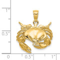 14K Yellow Gold 2-D Stone Crab Facing Down Charm Pendant - (A93-304)