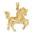 14K Yellow Gold 2-D Horse Charm Pendant - (A91-385)