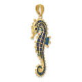 14K Yellow Gold Enameled Seahorse Pendant - (A91-605)