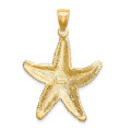 14K Yellow Gold 2-D Texutred Starfish Charm Pendant - (A91-471)