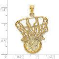 14K Yellow Gold Swoosh Basketball & Net Charm Pendant - (A93-401)
