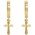 14K Yellow Gold Cross Drop Earrings - (B44-878)