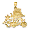 14K Yellow Gold Polished and Textured Aquarium Story Charm Pendant - (A91-401)