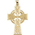 14K Yellow Gold Celtic-Inspired Cross Pendant - (B16-426)