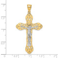 14K Two-tone Gold Crucifix Charm Pendant - (A94-417)