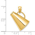 14K Yellow Gold Solid Polished 3-D Large Megaphone Charm Pendant - (A89-311)