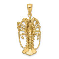 14K Yellow Gold Florida Lobster Charm Pendant - (A92-443)