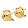 14K Yellow Gold Hammered Omega Back Post Earrings - (B42-343)