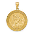 14K Yellow Gold Saint Christopher Medal Pendant 26mm width - (A86-516)