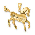 14K Yellow Gold 2-D Horse Charm Pendant - (A91-549)