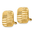 14K Yellow Gold Non-pierced Basket weave Earrings - (B36-811)