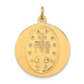14K Yellow Gold Solid Satin Finish Large Round Miraculous Medal - (B14-629)