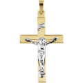 14K Yellow & White Gold 29x19mm Crucifix Pendant - (B14-961)