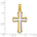 14K Two-tone Gold Polished Cross Charm Pendant - (A94-117)