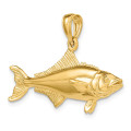 14K Yellow Gold 3-D Polished Cobia Fish Charm Pendant - (A92-659)