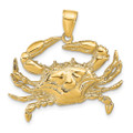 14K Yellow Gold Blue Crab Pendant - (A84-288)