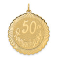 14K Yellow Gold Happy 50th Anniversary Charm Pendant - (A98-595)