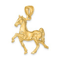 14K Yellow Gold 3-D Tennessee Walking Horse Charm Pendant - (A91-156)