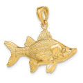 14K Yellow Gold 3-D Tarpon Fish Charm Pendant - (A93-259)