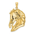 14K Yellow Gold Horse Head Profile With Long Mane Charm Pendant - (A90-934)