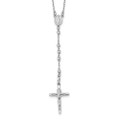 14K White Gold Diamond-cut 3mm Beaded Rosary Necklace - Length 24'' inches - (B22-578)