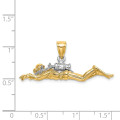 14K Two-tone Gold 3-D Male Scuba Diver Charm Pendant - (A93-879)