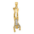 14K Two-Tone Gold 3-D Female Scuba Diver Charm Pendant - (A93-971)