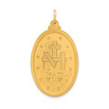 14K Yellow Gold Solid Satin Finish Large Oval Miraculous Medal - (B14-591)