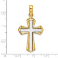 14K Two-tone Gold Polished Cross Charm Pendant - (A94-190)