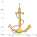 14K Two-tone Gold 3-D Large Anchor With Rope & Shackle Bail Charm Pendant - (A94-545)
