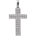 14K White Gold 1/3-Carat tw Diamond Cross Pendant - (A97-134)