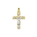 14K Yellow & White Gold 41.5x28.5mm Crucifix Pendant - (B14-985)