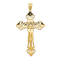 14K Yellow Gold INRI Fleur De Lis Crucifix Pendant - (A83-507)