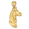 14K Yellow Gold 3-D & Polished Horse Head Charm Pendant - (A90-903)