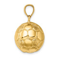 14K Yellow Gold 3-D Soccerball Charm Pendant - (A89-623)
