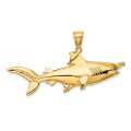 14K Yellow Gold 3-D Hammerhead Shark Charm Pendant - (A92-930)