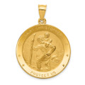 14K Yellow Gold Saint Christopher Medal Pendant 29mm width - (A86-546)