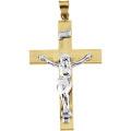 14K Yellow & White Gold 45x29mm Crucifix Pendant - (B14-984)