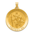14K Yellow Gold Saint Christopher Medal Pendant 33mm width - (A86-578)