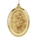 14K Yellow Gold 39x26mm Oval St. Christopher Medal - (B16-212)