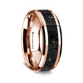 14K Rose Gold Polished Beveled Edges Wedding Ring with Lava Inlay - 8 mm ~ (G65-124)