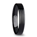 OLIVIA Women's Flat Black Ceramic Ring with Brushed Center & Polished Edges - 4 mm ~ (H65-640)